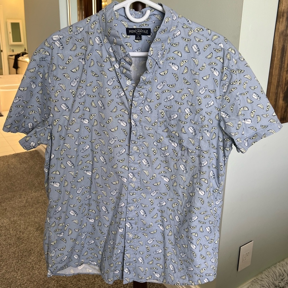 J Crew Salt 🧂 Tequila Lime 🍋‍🟩 Short Sleeve Button Up Shirt SIZE LAREG